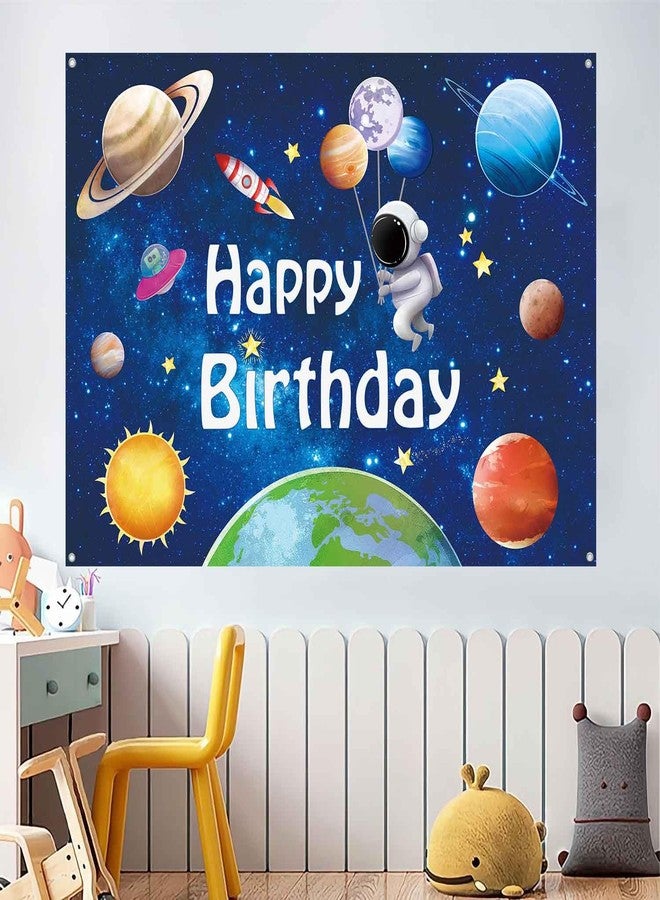 خلفية لافتة عيد ميلاد سعيد من LDWLYW، بتصميم رائد فضاء وكواكب، زينة حفلات عيد ميلاد للأولاد، خلفية تصوير صواريخ النظام الشمسي، ديكور حائط، دعائم تصوير، 5 × 3 قدم - Image 5